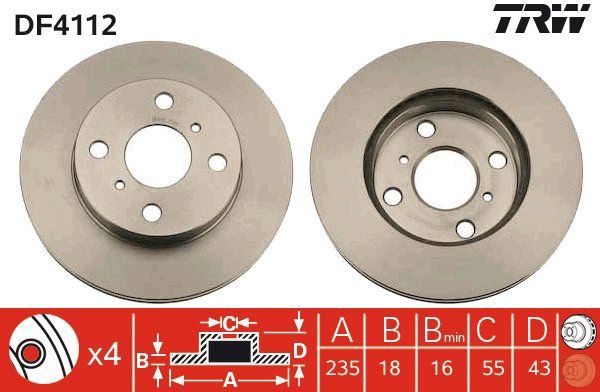 TRW Brake disc DF4112, set of 2 - Brake Disc