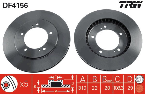 TRW Brake disc DF4156, set of 2 - Brake Disc