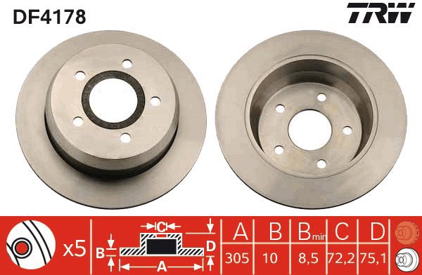 TRW Brake disc DF4178, set of 2 - Brake Disc