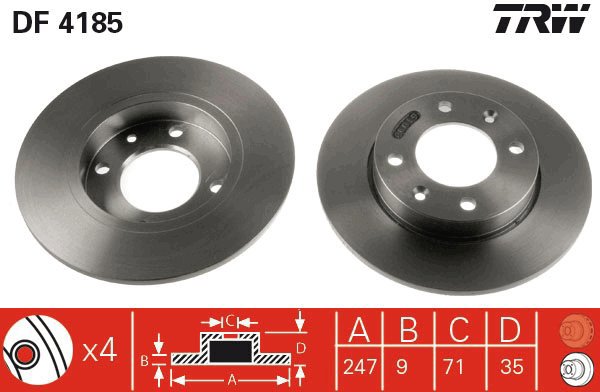 TRW Brake disc DF4185, set of 2 - Brake Disc