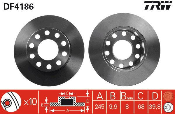 TRW Brake disc DF4186, set of 2 - Brake Disc