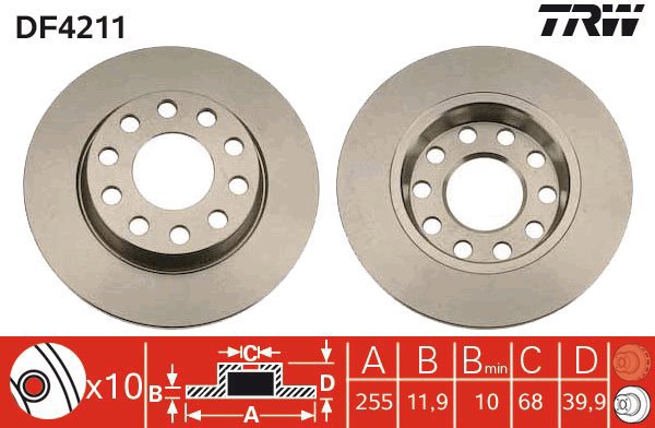 TRW Brake disc DF4211, set of 2 - Brake Disc