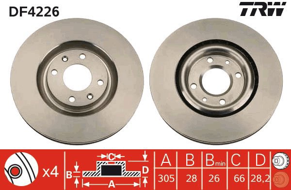 TRW Brake disc DF4226, set of 2 - Brake Disc