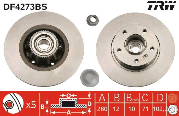 TRW Brake Disc DF4273BS, set of 2 - Brake Disc