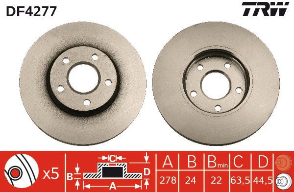 TRW Brake disc DF4277, set of 2 - Brake Disc