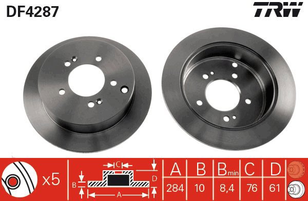 TRW Brake disc DF4287, set of 2 - Brake Disc