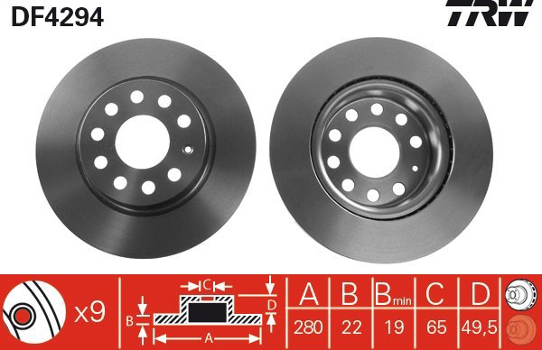 TRW Brake disc DF4294, set of 2 - Brake Disc