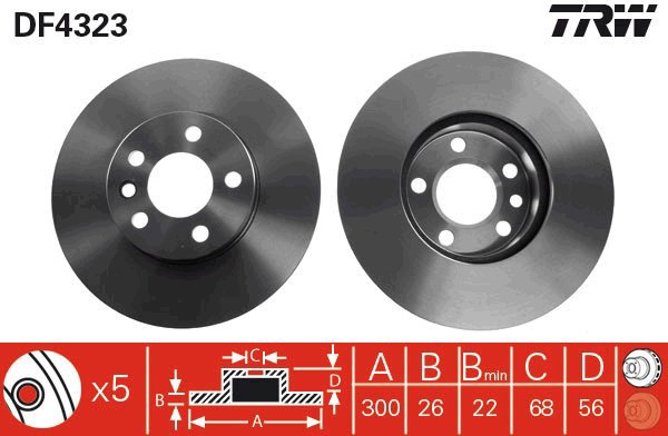 TRW Brake disc DF4323, set of 2 - Brake Disc