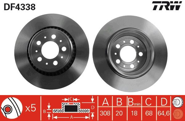 TRW Brake disc DF4338, set of 2 - Brake Disc