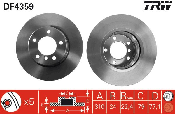 TRW Brake disc DF4359, set of 2 - Brake Disc