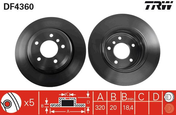 TRW Brake disc DF4360, set of 2 - Brake Disc