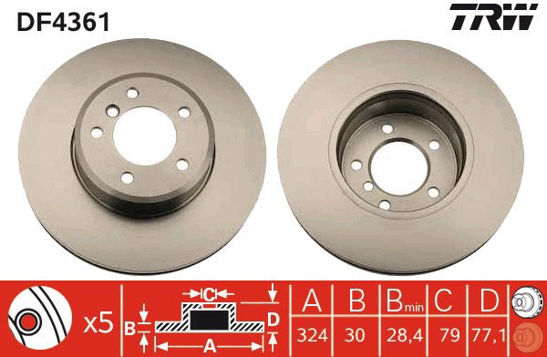 TRW Brake disc DF4361, set of 2 - Brake Disc