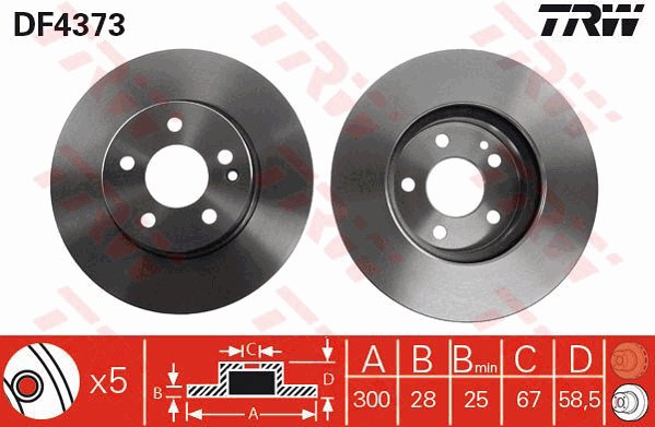 TRW Brake disc DF4373, set of 2 - Brake Disc