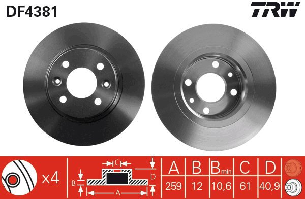 TRW Brake disc DF4381, set of 2 - Brake Disc