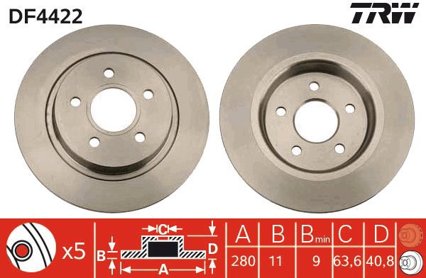 TRW Brake disc DF4422, set of 2 - Brake Disc