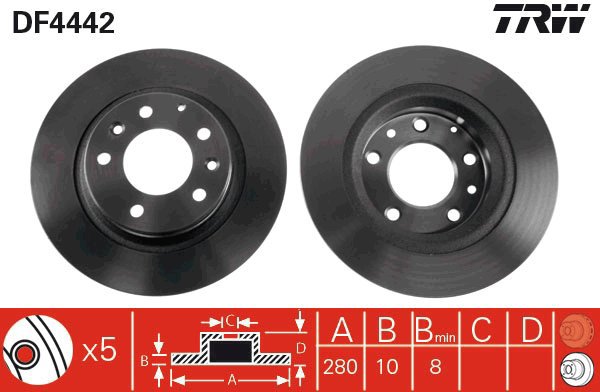 TRW Brake disc DF4442, set of 2 - Brake Disc