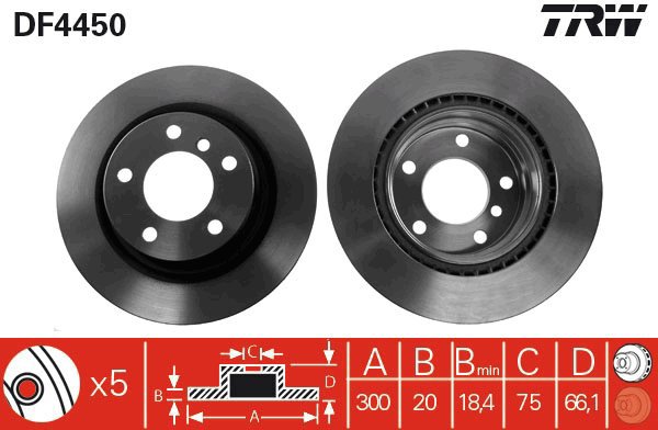TRW Brake disc DF4450, set of 2 - Brake Disc