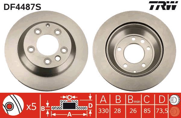 TRW Brake Disc DF4487S, set of 2 - Brake Disc
