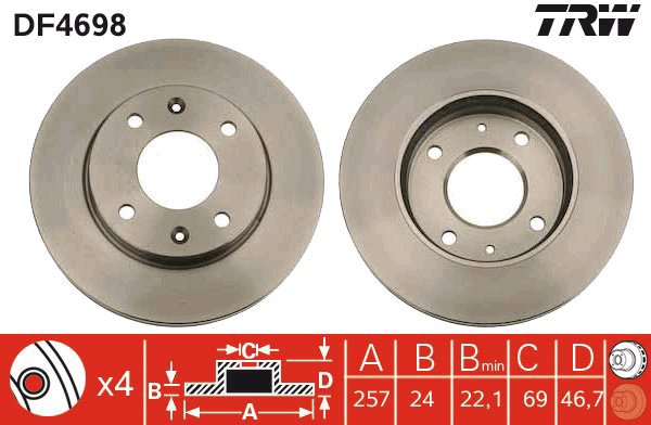 TRW Brake disc DF4698, set of 2 - Brake Disc