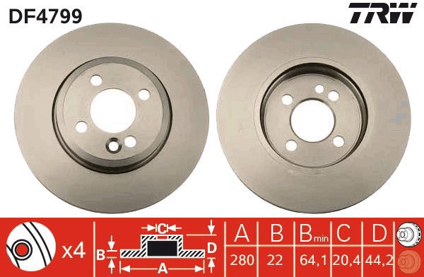 TRW Brake disc DF4799, set of 2 - Brake Disc