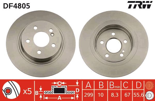 TRW Brake disc DF4805, set of 2 - Brake Disc