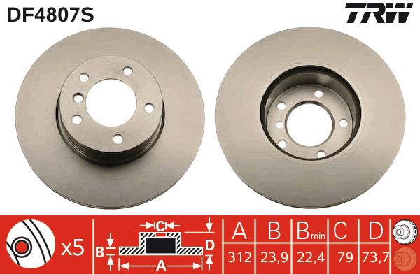 TRW Brake Disc DF4807S, set of 2 - Brake Disc