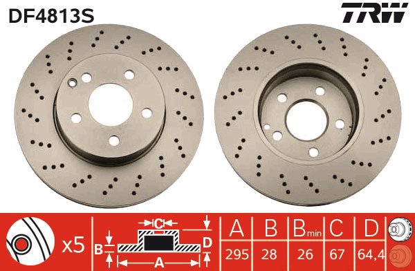 TRW Brake Disc DF4813S, set of 2 - Brake Disc