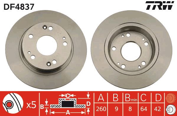 TRW Brake disc DF4837, set of 2 - Brake Disc