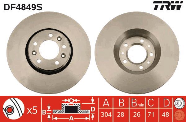 TRW Brake Disc DF4849S, set of 2 - Brake Disc