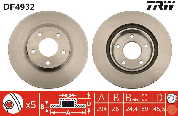 TRW Brake disc DF4932, set of 2 - Brake Disc