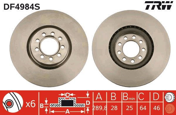 TRW Brake Disc DF4984S, set of 2 - Brake Disc