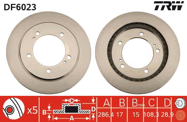 TRW Brake disc DF6023, set of 2 - Brake Disc