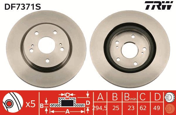 TRW Brake disc DF7371S, set of 2 - Brake Disc