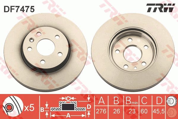 TRW Brake disc DF7475, set of 2 - Brake Disc