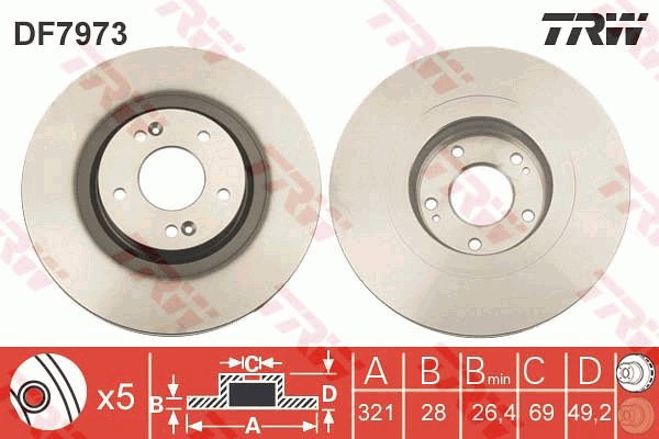 TRW Brake disc DF7973, set of 2 - Brake Disc