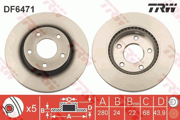 TRW Brake disc DF6471, set of 2 - Brake Disc