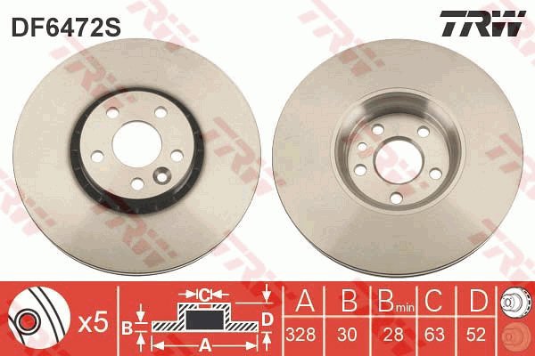 TRW Brake Disc DF6472S, set of 2 - Brake Disc