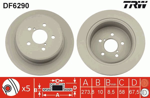 TRW Brake disc DF6290, set of 2 - Brake Disc