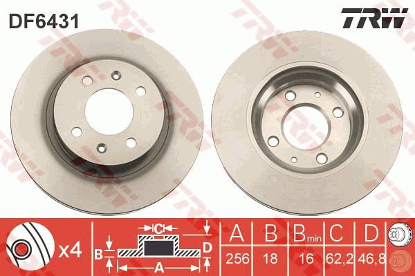 TRW Brake disc DF6431, set of 2 - Brake Disc