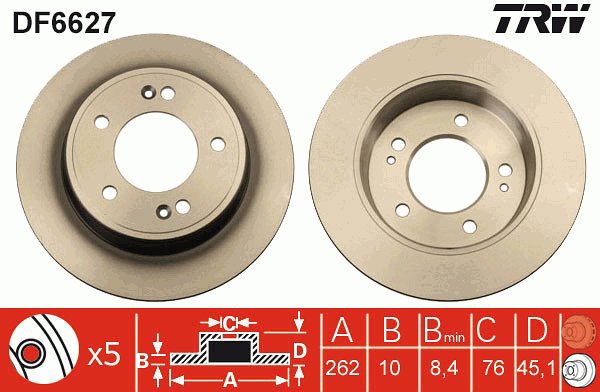 TRW Brake disc DF6627, set of 2 - Brake Disc