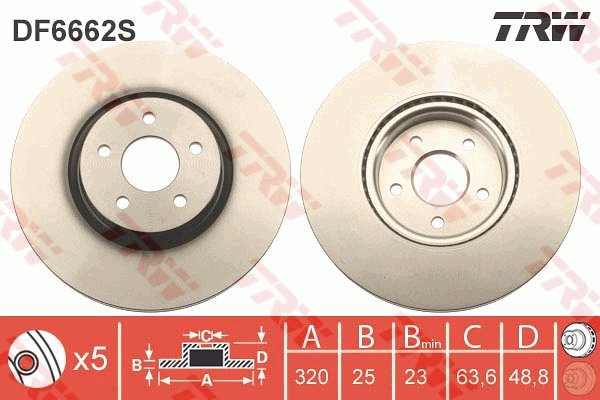 TRW Brake Disc DF6662S, set of 2 - Brake Disc