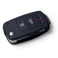 Védő szilikon kulcstartó tok VW/Seat/Skoda kulcshoz, kilökődő kulccsal, fekete színű - Autókulcs védőtok