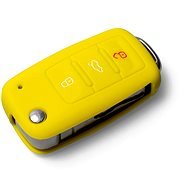 Ochranné silikónové puzdro na kľúč pre VW/Seat/Škoda s vystreľovacím kľúčom, farba žltá - Obal na kľúče od auta