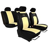 SIXTOL leather seat covers black-white - Car Seat Covers