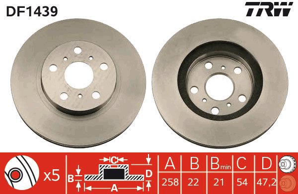 TRW Brzdový kotouč DF1439 sada 2ks - Brake Disc