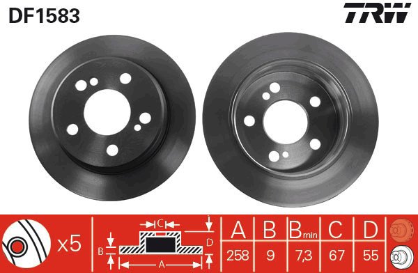 TRW Brake disc DF1583 set of 2 - Brake Disc