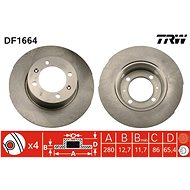 TRW Brzdový kotouč DF1664 sada 2ks - Brake Disc