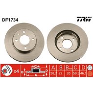 TRW Brzdový kotouč DF1734 sada 2ks - Brake Disc