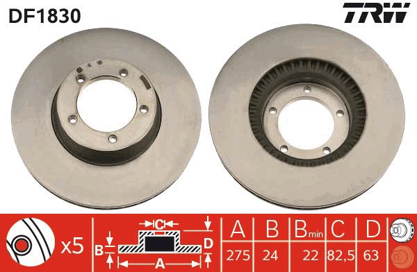 TRW Brzdový kotouč DF1830 sada 2ks - Brake Disc