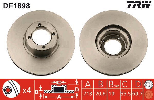 TRW Brzdový kotouč DF1898 sada 2ks - Brake Disc